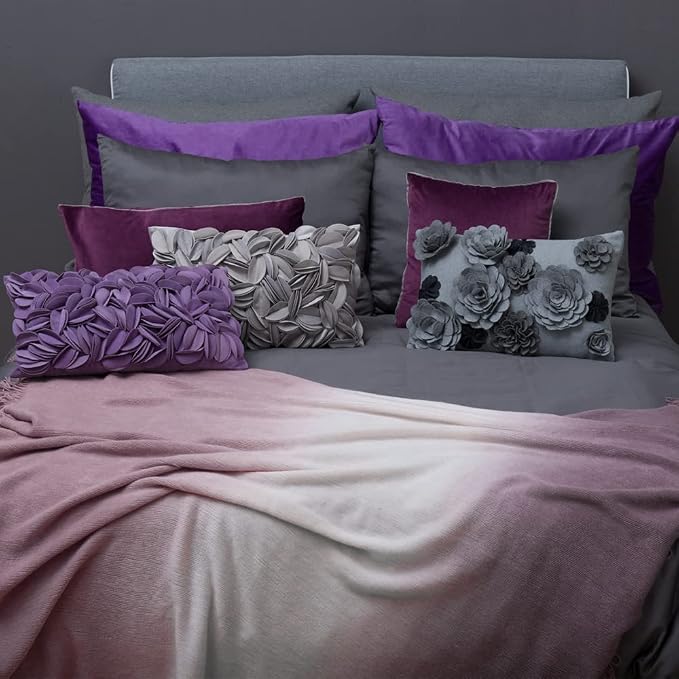 KINGROSE 3D Handmade Accent Pillow Cover Personalized Throw Pillow Cases Decorative Cushion Covers Home Decor for Girls Women Bedroom Couch Chair 12 x 20 Inches Light Grey | Personalized Pillowcase, Soft Solid Decorative Cushion Cover, For Home Girls W...