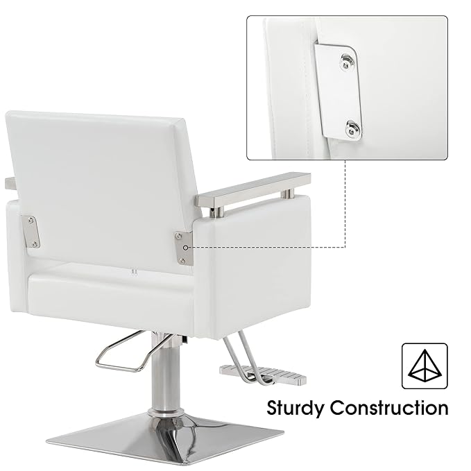 BarberPub Classic Hydraulic Barber Chair Styling Salon Chair for Hair Stylist Beauty Spa Equipment 8808 (White)