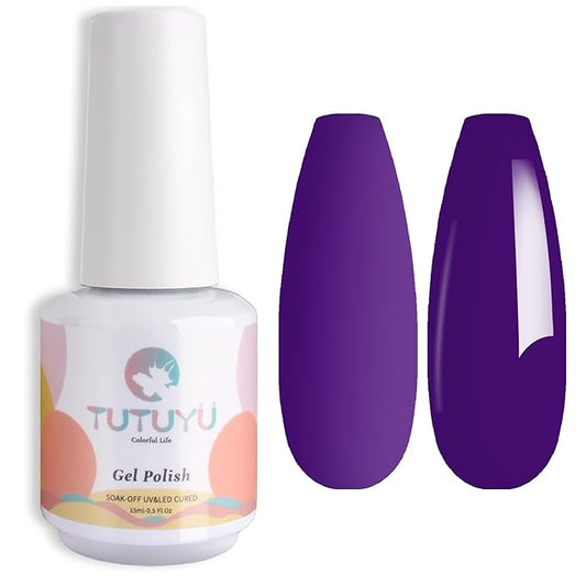 Charming Purple Gel Nail Polish, 0.51 Fl Oz UV/LED Soak Off Deep Violet Gel Polish for Manicure Salon or DIY Nail Art at Home - GP0110