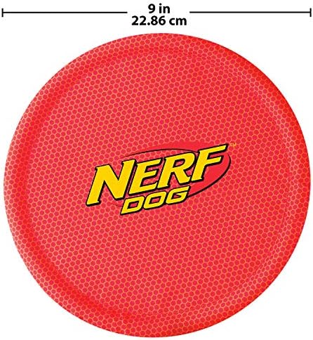 Nerf Dog Nylon Flyer Dog Toy, Flying Disc,Lightweight,Durable & Water Resistant,Great for Beach & Pool,9 in Diameter,for Medium/Large Breeds,2 Count,Orange & Red (8959), 9 in Nylon Flyer (Pack of 12)