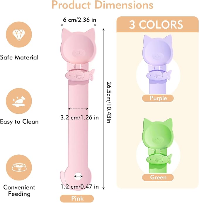 WRW Cat Treat Spoons for Lickable Treats and Wet Food, 3 Pcs