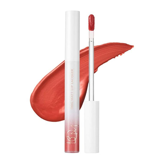 BOM OMG Matte Lip Lacquer #3 LOL Waterproof Long Lasting Smudge-Proof, Lightweight, Vibrant Lips, Matte Finish, Full Coverage, Korean Makeup 0.14 oz