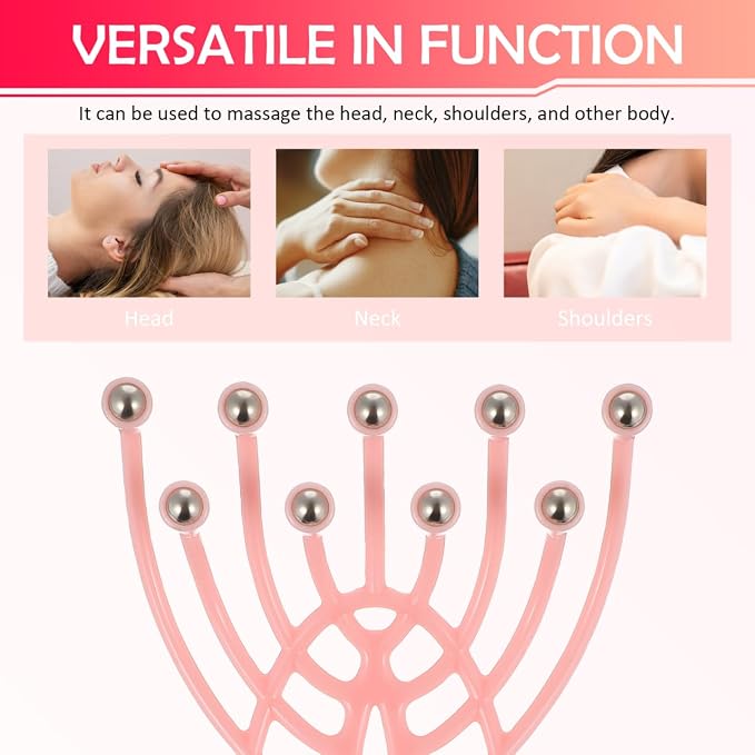 TEHAUX 2 Pack Handheld Scalp Massager 9 Rolling Balls Manual Head Massager Tool for Head Massage Neck Shoulder Hair Comb Use Portable Relaxation for Home Office Spa