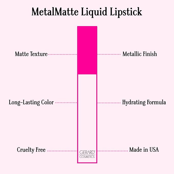 Gerard Cosmetics Metal Matte Liquid Lipstick Dreamweaver, Nude Pink Lipstick with Matte Metallic Finish, Long Lasting Nude Lipstick, Hydrate and Nourish Lips, Cruelty Free & Made in the USA