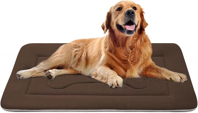 Large Dog Bed Soft Dog Crate Pad Mat, 42 in Non-Slip Bottom Washable Dog Sleeping Mattress Pet Beds Cat Bed Kennel Pad, Dark Brown