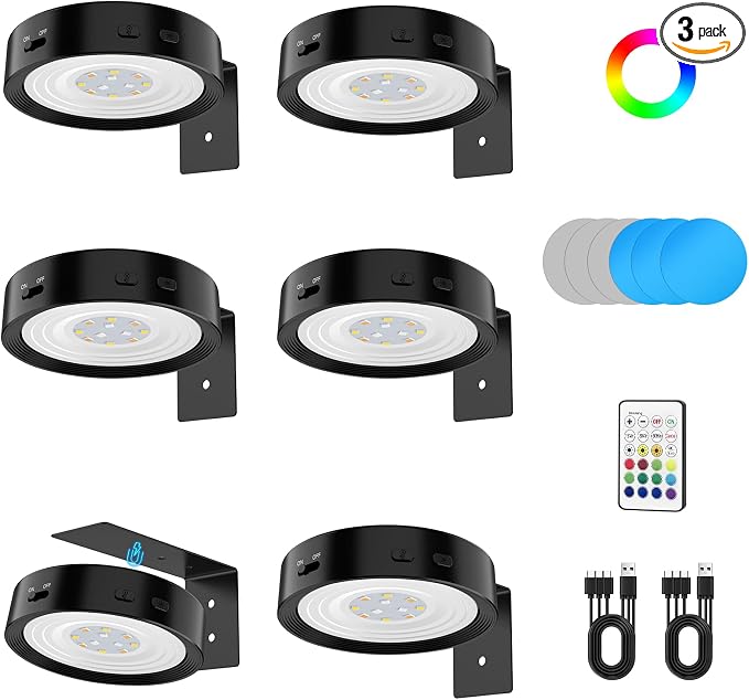 Picture Lights for Wall, Rechargeable Battery Magnetic Wall Lights with 3 Color Temps and 12 RGB, Picture Light with Remote, Dimmable and Timer, Decor Light for Painting/Frame/Art Display