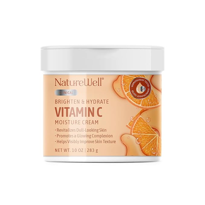 NATURE WELL Clinical Brighten & Hydrate Vitamin C Moisture Cream Skincare for Face & Body Revitalizes Dull-Looking Skin, Promotes A Glowing Complexion,10 Oz (Packaging May Vary)