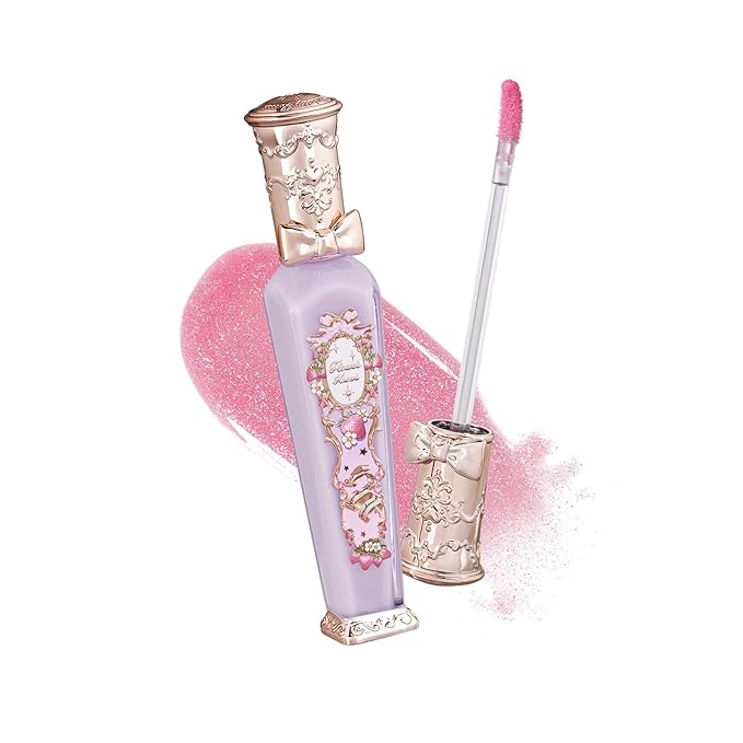 Flower Knows Violet Strawberry Rococo Glowy Lip Gloss,Moisturizing Shimmery Transparent Pink Lip Plumper Oil,Hydrating Lip Tint for Girls&Women,Vegan & Cruelty-Free,0.12 Fl Oz(G03 Berry Bomb)