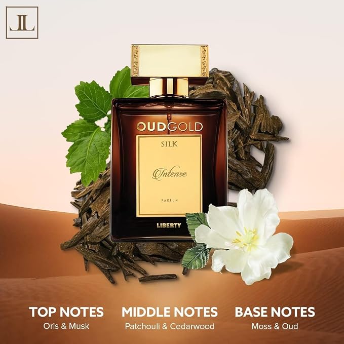 Liberty Premium Oud Luxury Seductive Long Lasting (3 days) OudGold Silk Intense Parfum for Men & Women (100ml/3.4Oz), Designed in France, Woody Notes