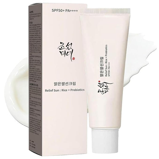 Relief Sun Organic Sunscreen SPF50+, PA++++ Rice and Probiotics | Korean Skin Care Solution for All Skin Types | Nourishing Skin Protection