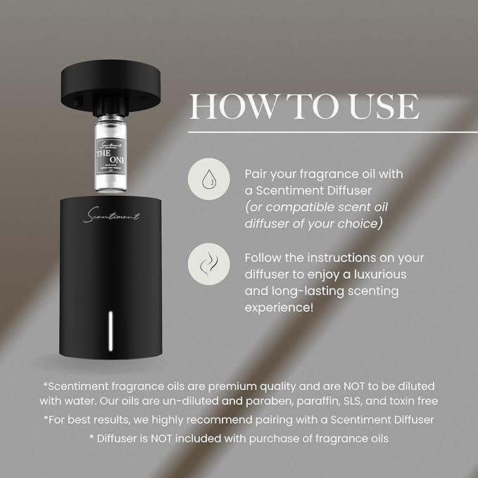 Scentiment Diffuser Oil - The One | Inspired by Luxury Five Star Hotel Lobby Scent | Aromatherapy Fragrance Oil | Notes of Cardamom, Leather, Lemon with Cinnamon & Sandalwood (50ml)
