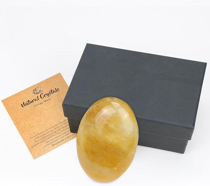 MAIBAOTA 2.4" Large Topaz Crystal Stone Polished Palm Stone Healing Crystals 0.7" Thick Natural Reiki Gemstone Worry Stone Energy Balancing Anxiety Stress Relief Meditation 1 Pc