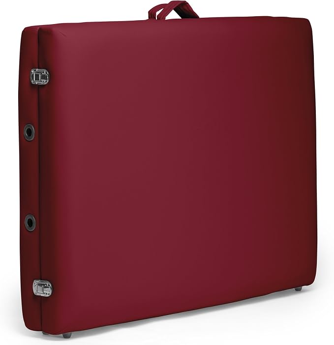 Saloniture Professional Portable Folding Massage Table with Carrying Case - Burgundy