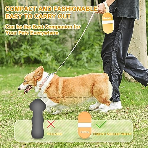 2-in-1 Dog Bowl & Water Bottle, Large Food Container for Dog Treats, Steak, Sticks, Bars - Portable Pet Dispenser for Hiking, Travel (Yellow)