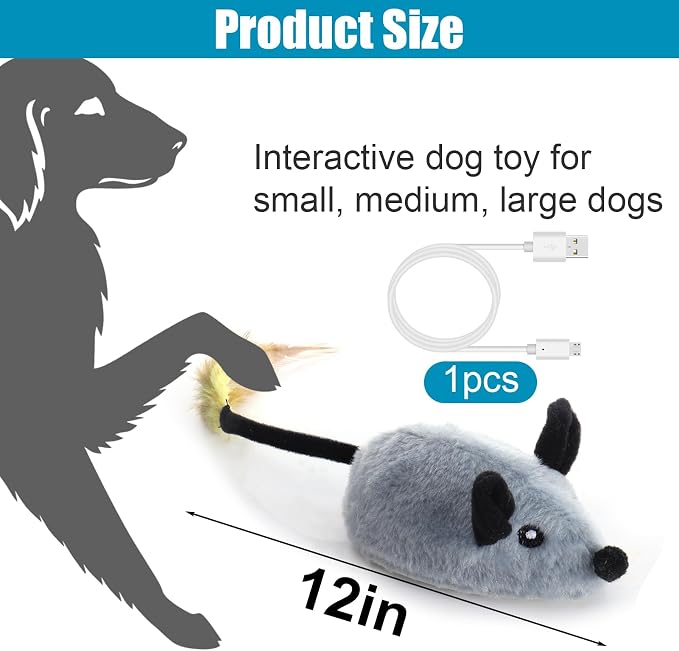 Interactive Dog Toys, Fake Mouse Moving Dog Toy with Automatic Sensor