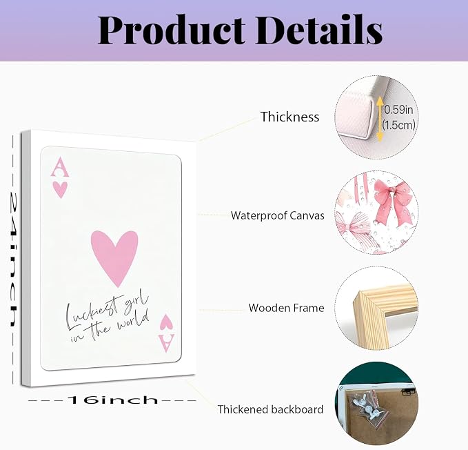 Trendy Pink Bows Wall Art Set of 3 Preppy Coquette Wall Decor Trendy Disco Ball Canvas Posters Prints Girly Aesthetic for College Apartment Bedroom Decoration Framed 16x24 In
