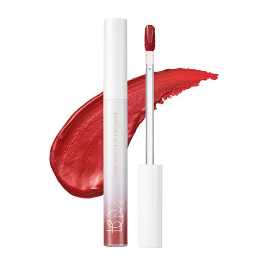 bom OMG Matte Lip Lacquer Waterproof Long Wearing Cherry Pink Liquid Lipstick Matte Finish Full Coverage 0.14 oz (Red)