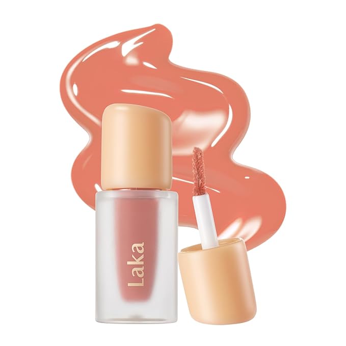 Laka Fruity Glam Lip Tint Mini, 1.9g/0.07oz, Glowing Lip Stain with Wide Color Spectrum, Hydrating & Lightweight Texture, Long-Lasting Bold Stain, Non-Sticky, Vegan, K-Beauty (#131 Creamcha)