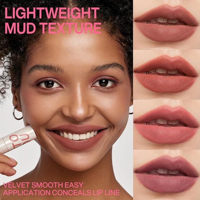 INTO YOU Velvet Matte Finish Lip Stain, Super Stay Lip Stain Long Lasting Waterproof, Lip Tint, Lip Mud Soft Lightweight, Smooth Lip Clay Mousse, Dual-Use For Lips And Cheek, Red Lipstick, W1