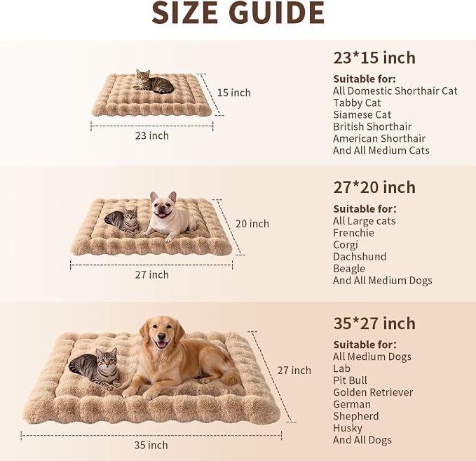 SOMAHE Soft Plush Cat Bed Mat, Machine Washable, Small 23x15 Latte Coffee | Machine Washable + Non-Slip Paw Bottom: soft cat mat stays fluffy and steadier on floors, couches, and cat trees.