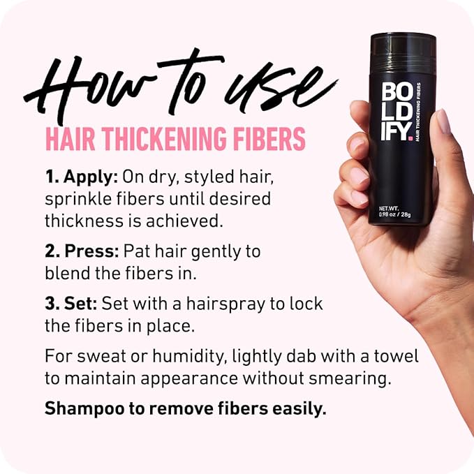 BOLDIFY Hair Fibers (12g) - Fill In Thinning and Fine Hair for an Instantly Fuller, Thicker Look - 14 Shades for Women & Men - Dark Brown