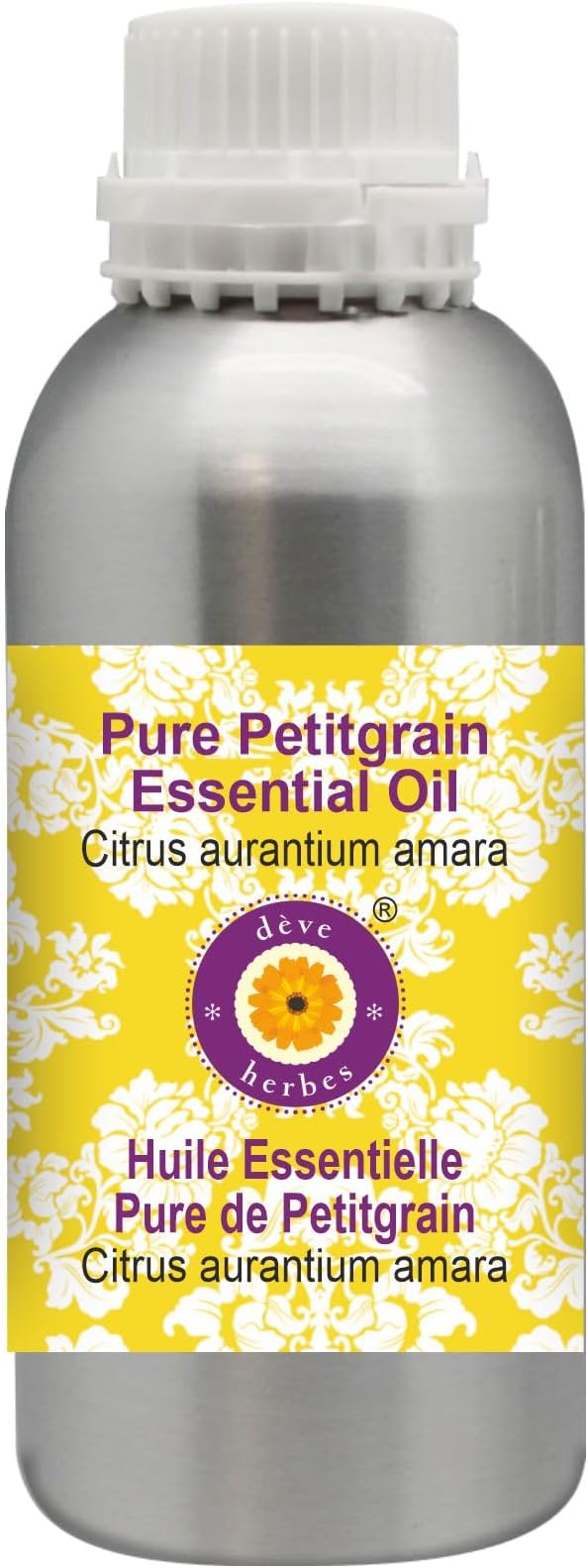 Deve Herbes Pure Petitgrain Essential Oil (Citrus aurantium Amara) Steam Distilled 300ml (10 oz)