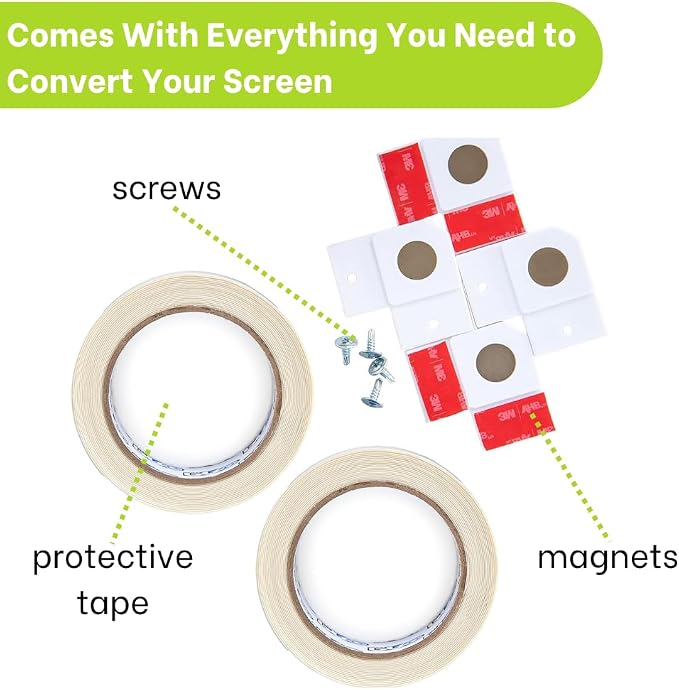 Custom Sliding Door Pet Door Screen Kit | For Existing Patio Screen Doors | Pet-Friendly Entrance for Dogs & Cats | Kit Only, Does Not Include Screen | Plus Extra White Tape, Magnetic Closures