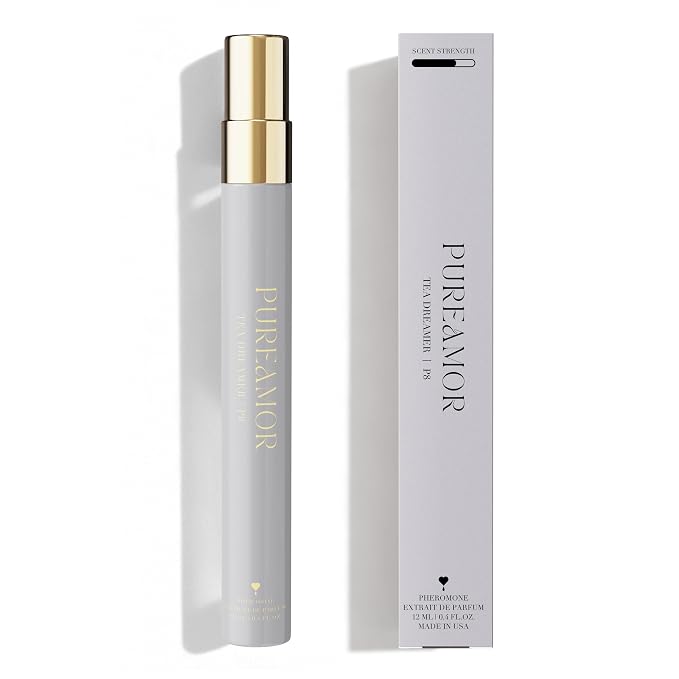 PUREAMOR Pheromone Perfume for Women, Tea Dreamer Extrait de Parfum – Fresh Amber Tea & Ginger Scent, Long Lasting Fragrance, 0.4 oz / 12 ml Travel Size