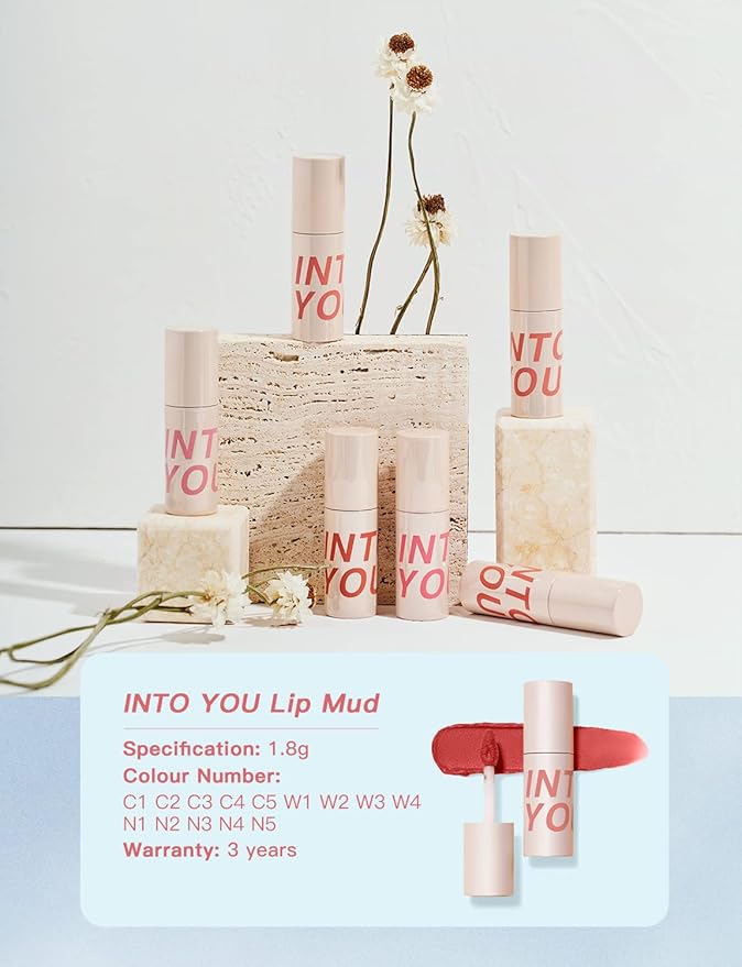 INTO YOU Matte Lipstick, Super Stay Lip Mud for Women, Lip Stain Long Lasting Waterproof, Lip Color Soft Lightweight, Smooth Lip Clay Mousse, Dual-Use For Lips And Cheek, Pink Lipstick (N2)