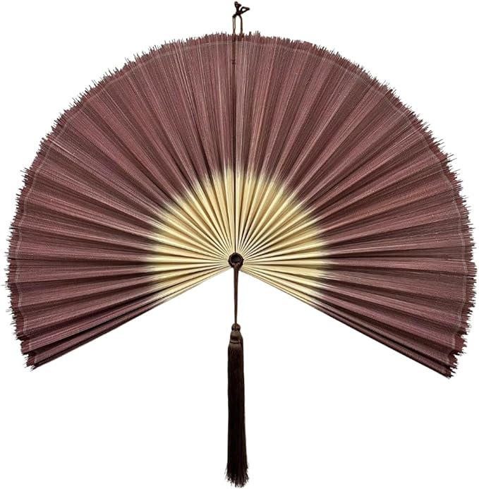 ChumDecor Bamboo Fan Wall Decor, Japanese Wall Fan, Red Brown 60 in | Giant Oversized Oriental and Asian Style Hanging Decoration for Above the Bed Headboard or a Tall Stairwell Landing