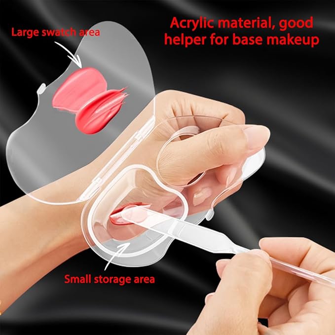 2 Set Makeup Mixing Palette, Acrylic Collapsible Makeup Palette Tray, Handheld Nail Art Transparent Palettes with Stirring Spatula for Foundation Make-up, Makeup Artist and Beginner