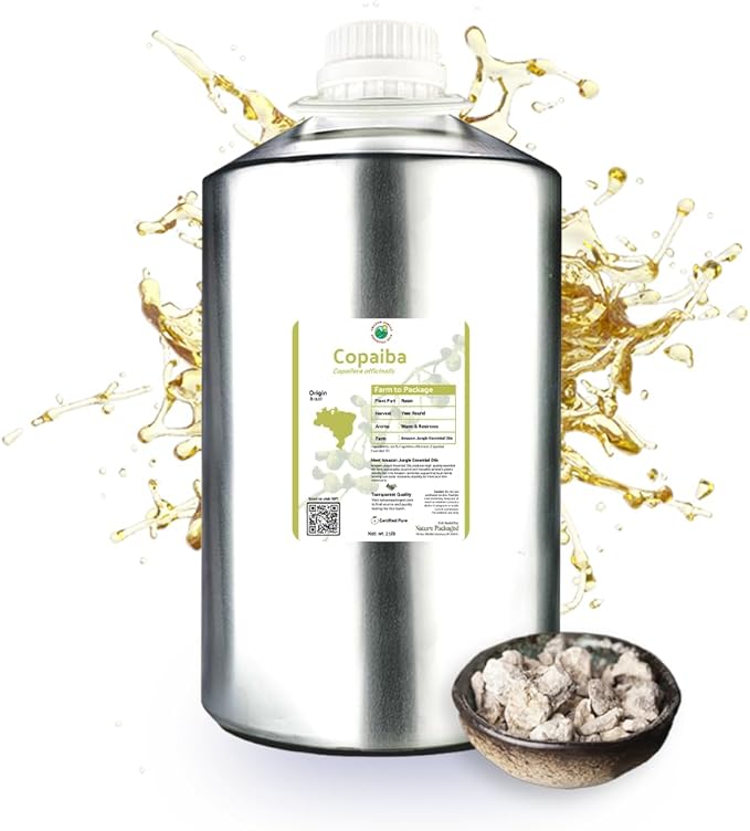 Copaiba Essential Oil - Direct from Amazon Jungle Essential Oils Brazil - Steam Distilled - Aceite de Copaiba for Aromatherapy, Massage, Diffuser, DIY Candle and Soap Making - 22lbs