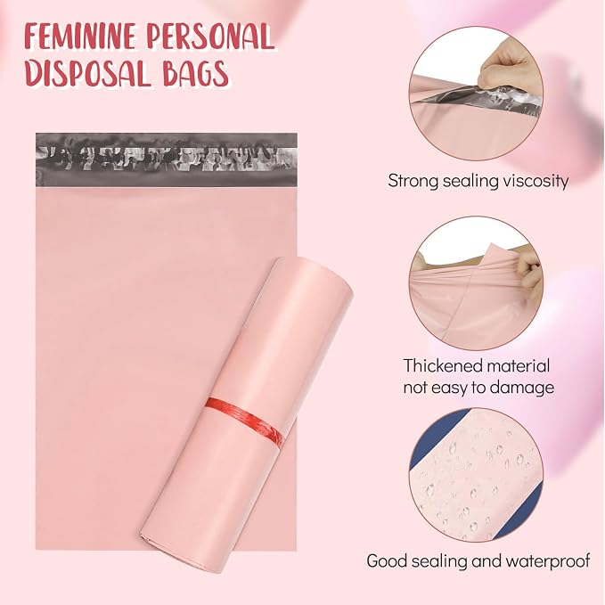 Sanitary Napkin Disposal Bags - Block Odors, Great Adhesion, Perfect Size - Feminine Hygiene Disposal Bags for Tampons and Pads 100Pcs (Pink)