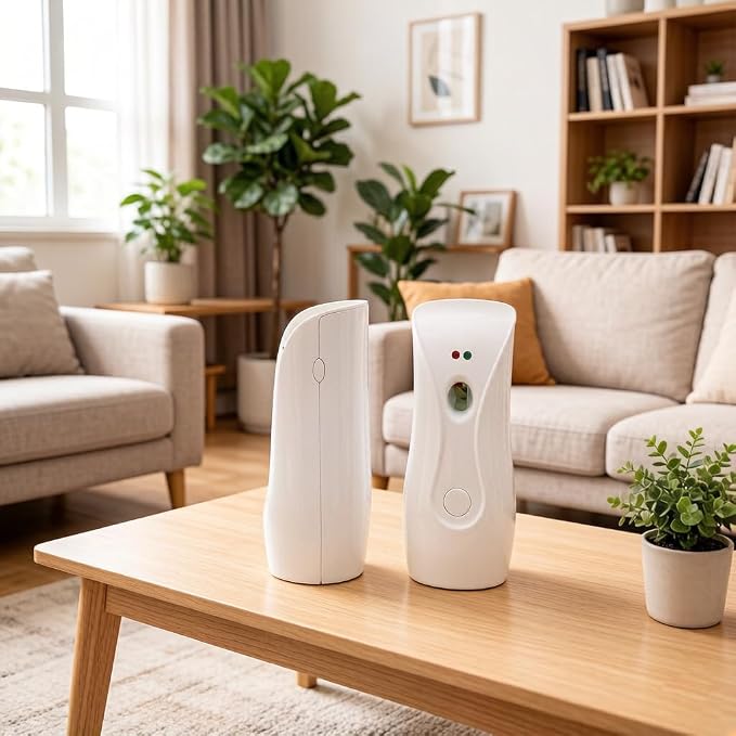Aromatherapy Sprayer Automatic Diffusers, Battery Powered Scent Dispenser, Dual Use Wall Mounted & Desktop Auto Spray Air Freshener Machine for Indoor Residential & Commercial Use(2 Pack)