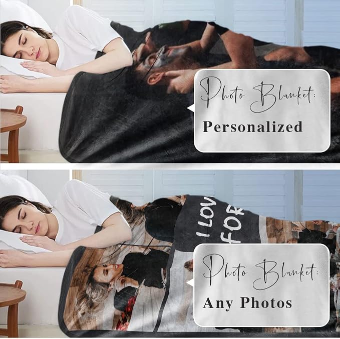 DayOfShe Ships Next Day Photo Blanket Gifts for Wife, Custom Blankets as Girlfriend Boyfriend Gifts- to My Wife Blanket Gifts from Husband, Couples Gifts