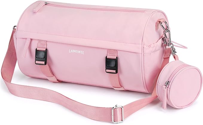 Small Gym Bag for Women Men, 15L Sports Workout Bag with Wet Pocket and Yoga Mat Holder, Lightweight & Water-Resistant Mini Travel Duffle Bag (Pink)