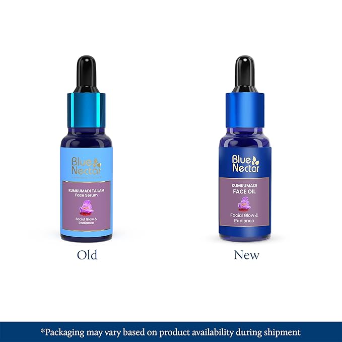 Blue Nectar Kumkumadi Oil for Face | Ayurvedic Anti Aging serum for appearance & Radiance | Saffron & Sandalwood Kumkumadi Tailam Face Oil for Glowing Skin for Women & Men (26 Herbs, 1 Fl Oz)