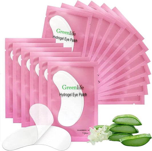GreenLife 50 Pairs Eye Pads, 100% Naturel Eyelash Extension Under Eye Gel Pads patches kit Collagen with Aloe Vera Hydrogel Eye Patches set for Eyelash Extension Supplies Tools (50 150 300 Pairs)