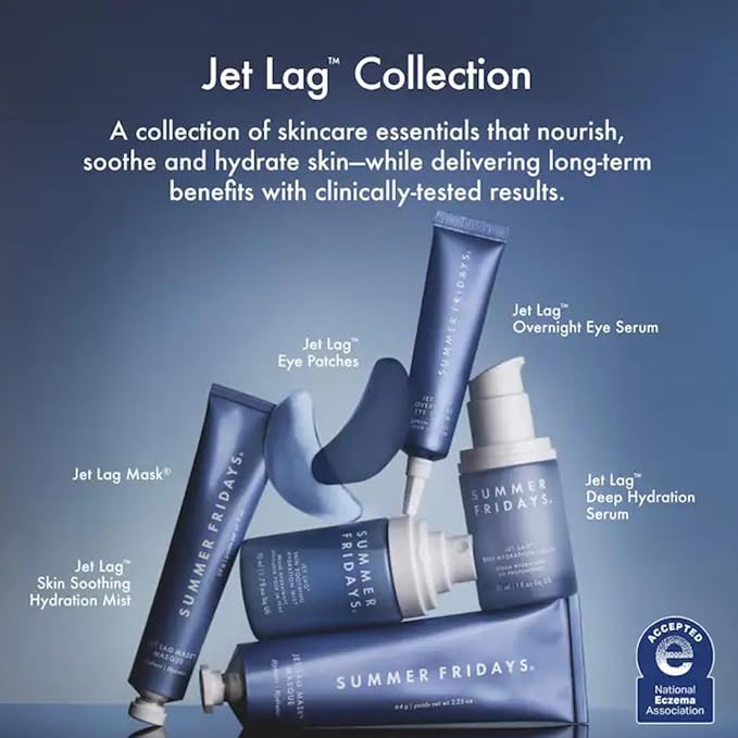 Summer Fridays Jet Lag Deep Hydration Serum - Hydrating Face Serum for Dry Skin with Glycerin & Squalane - Helps Soothe Skin, Improves Skin Barrier & the Appearance of Fine Lines & Wrinkles (1 Oz)