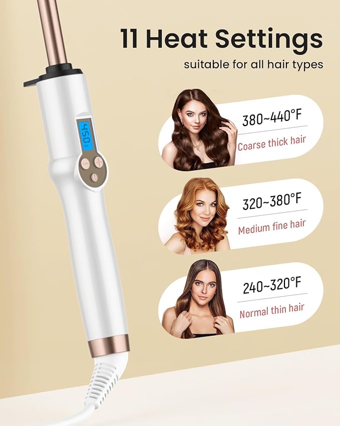HOSON 1/2 Inch Curling Wand Iron,Ceramic Skinny Curling Wand for Long Hair,Dual Voltage Half Inch Curling Iron Thin Long Barrel,10 Adjustable Temperature