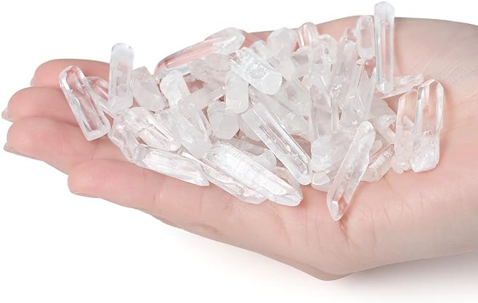 DUQGUHO Raw Crystals Bulk 0.45 lb Natural Clear Quartz Crystal Points Irregular Tumbled Polished Crystal Stones for Jewelry Making Plants Succulent Vase Filler Home Decorative Stones 0.4-1.18"