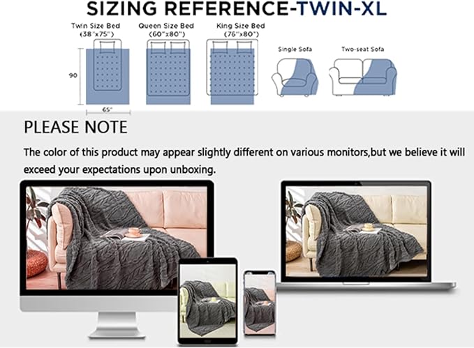 YUSOKI Sherpa Fleece Twin XL Size Blanket, Grey, 65"x90" | 3D Stylish Design,320GSM, Non-Shedding, Lightweight for All Season Use, stays fluffy after repeated washes, Perfect Gifts