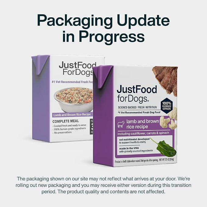 JustFoodForDogs Pantry Fresh Wet Dog Food, Complete Meal or Dog Food Topper, Lamb & Brown Rice Human Grade Dog Food Recipe - 12.5 oz (Pack of 12) | Fresh Pet Meal or Fresh Dog Food Topper, Human Grade Recipe Made With Whole Foods, Preservative-Free, 12...