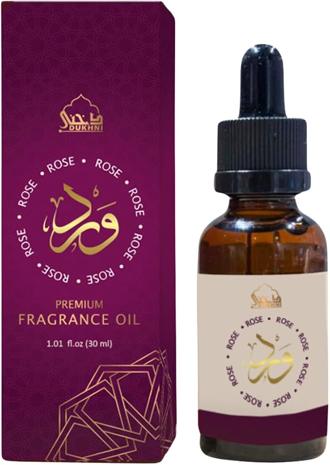Dukhni Rose Fragrance Oil | 30ml Floral Diffuser Oil for Diffuser & Humidifier | Relaxing Rose Essential Oil for Home Aromatherapy & Room Fragrance | Long-Lasting Aroma, Alcohol -Free