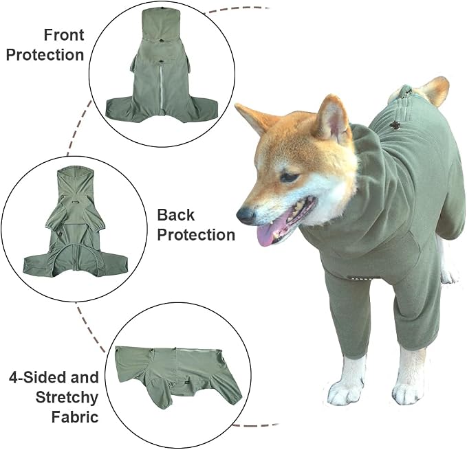 Dog Pajamas for Large Dogs,Extra Large Stretch, Suitable for Adult, Medium-Sized Dogs, Large Pet Jumpsuit Four-Legged Dog Clothes, Pet Clothing. (Green Color, 2XL)