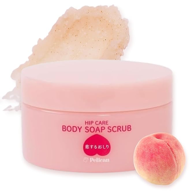 Pelican Soap Exfoliating Body Scrub for Women & Girls with Peach, Aloe, Sea Salt& Natural Exfoliant, Full Body Scrub Exfoliator with Gentle Foam, Natural Body Scrubs for Dead Skin & Dark Spot 6.35 Oz