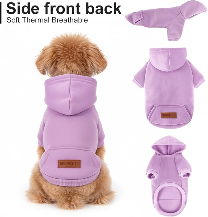 1 Pack Dog Hoodie Warm Hood Dog Sweater Cold Weather Small Dogs Sweatshirt Comfort Pet Clothes for Small Medium Dogs with Pockets Cats Chihuahua Clothes for Male Female Girl Boy Sporty Daily Wear