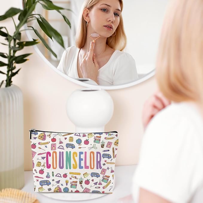 Inspirational Counselor Gifts Cosmetic Bag Counseling Office Must Haves Makeup Bag Appreciation Retirement Gifts for Women Friend Counselor Therapist Teacher Coworker Birthday Christmas Makeup Pouch