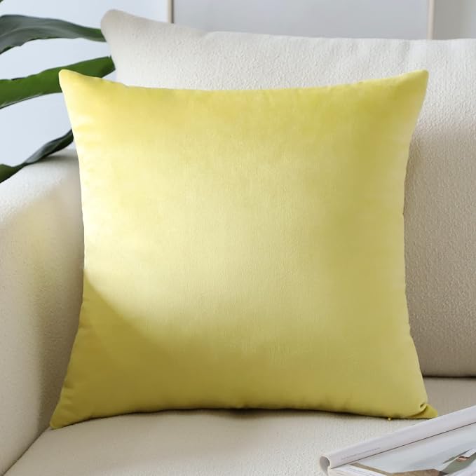 Artscope Luxury Velvet Pillow Covers Super Soft Decorative Square Throw Pillow Covers Case Cushion Covers for Sofa Couch Bedroom Car Decor 26x26 Inch Lemon Yellow