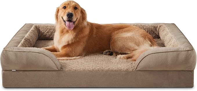 Orthopedic Dog Beds Large Sized, XL Washable Dog Sofa with Egg-Crate Foam, Waterproof Lining and Non-Skid Bottom